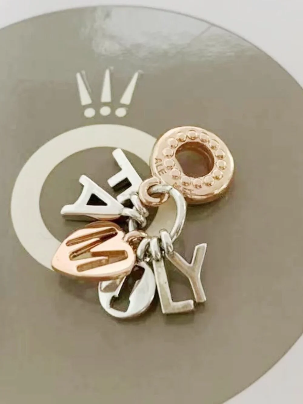 Pandora Family Letters Dangle Charm Rose Gold-Plated